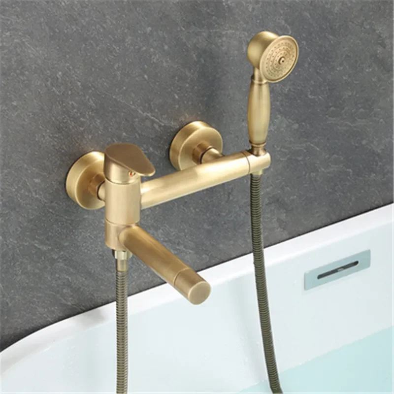 

Bathtub Shower Set Wall Mounted Antique Bronze Rotatable Faucet,Bidet Bathroom Bath & Mixer Tap Brass