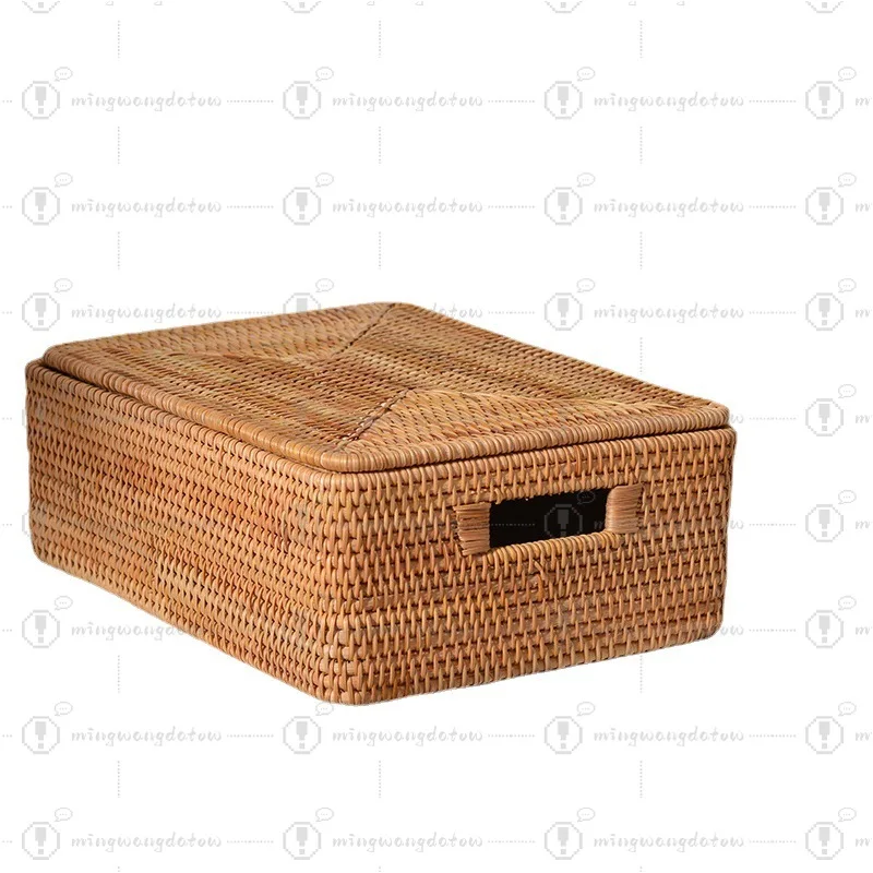 Large Handwoven Storage Basket with Lid Home Organizer