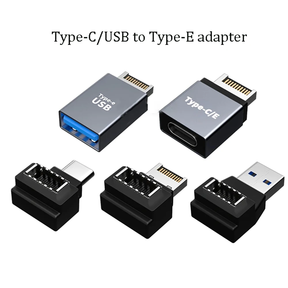 USB-C E ToType-E  Adapter Male To Female 90 Degree Turning Head Right Angle Front USB3.1/3.0 Host PCI Converter Motherboard