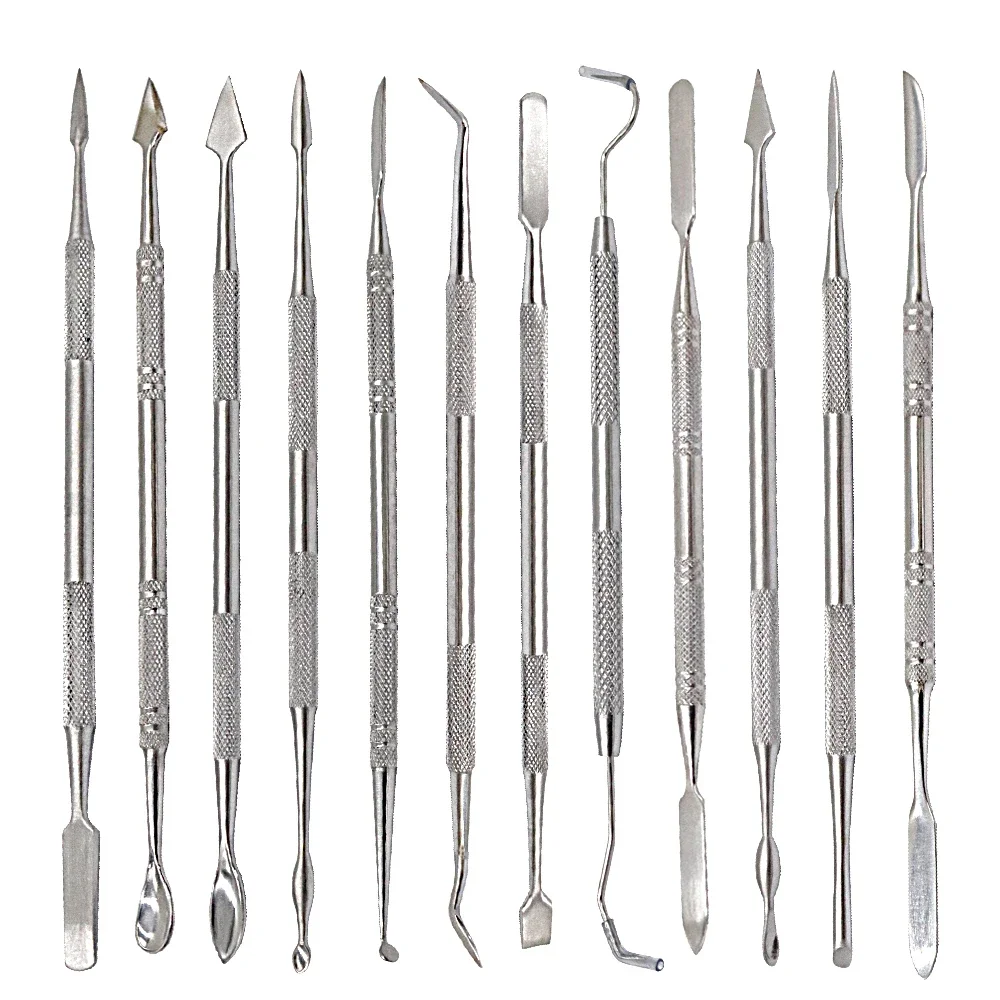 12 Pcs Wax Knife Kit Carve Clay Sculpture Tool Blade Pottery Metal Modeling Set Dental Jewelry Making