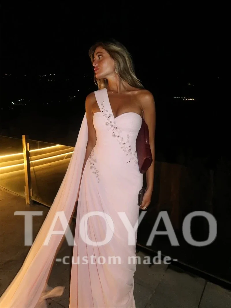 

Красные атласные вечерние платья на одно плечо Русалка с вырезом лодочкой и высоким разрезом на ноге Abendkleider Дубай Вечерние платья по индивидуальному заказу 2025