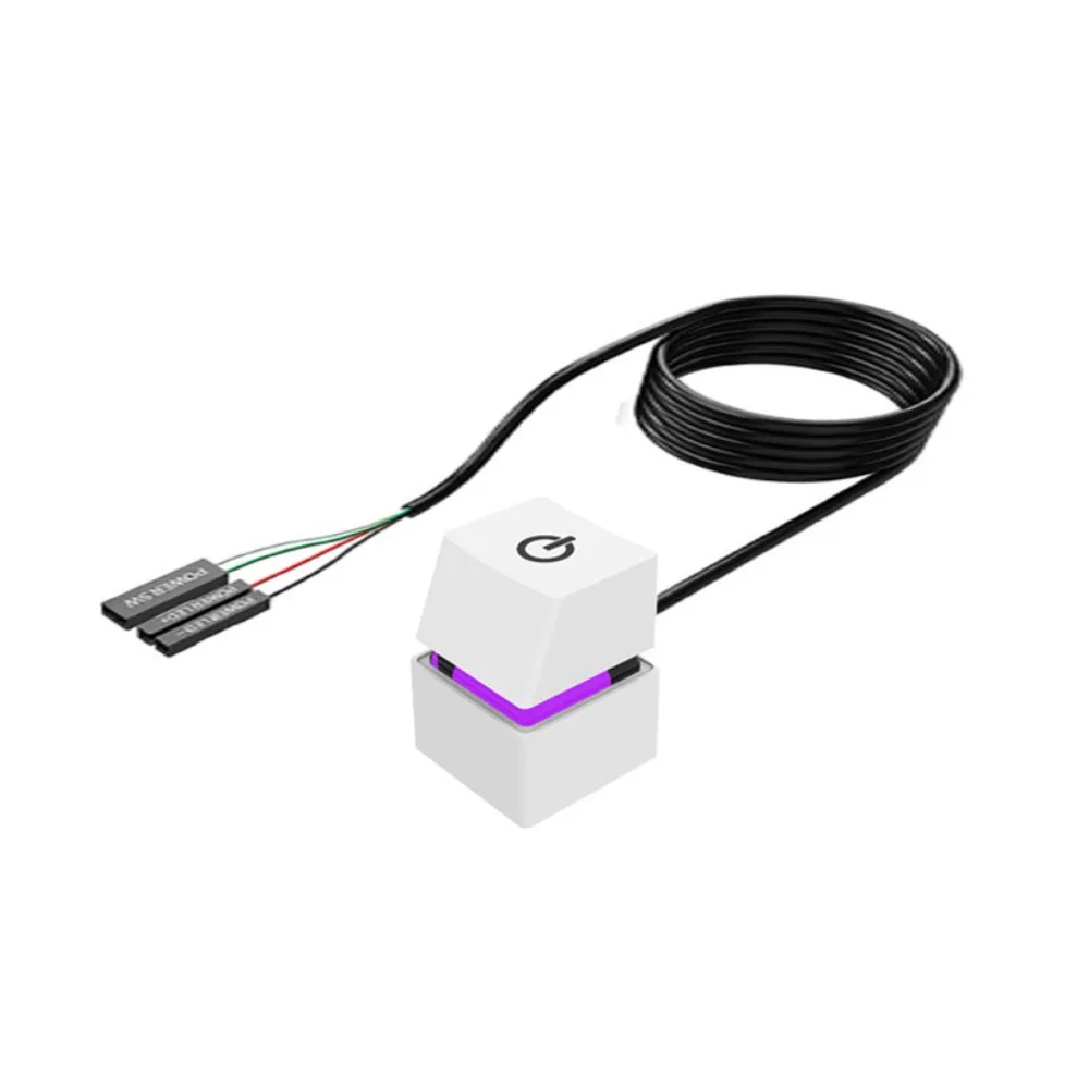 

LED Lights Computer Desktop Switch Button with 2m Extension Cable Versatile Computer Case External Button Computer Key Launcher