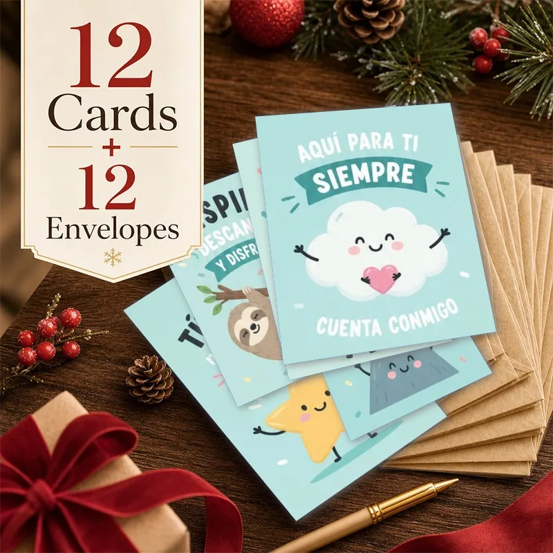 12 Spanish Funny Greeting Cards Bulk with Kraft Envelopes, All Occasion Blank Cards for Holiday Birthday Wedding Thank You - view 3
