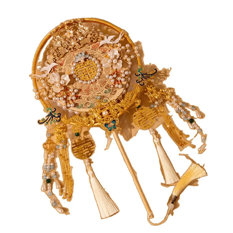 

Material package Wedding fan Xiuhe clothing Xi fan Chinese fan Champagne double-sided