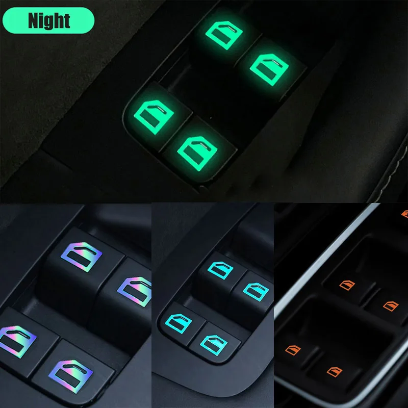 

Car Window Button Luminous Sticker Lifter Switch Night Fluorescent Decals Cars Interior Stickers Windows Control Panel Sticker