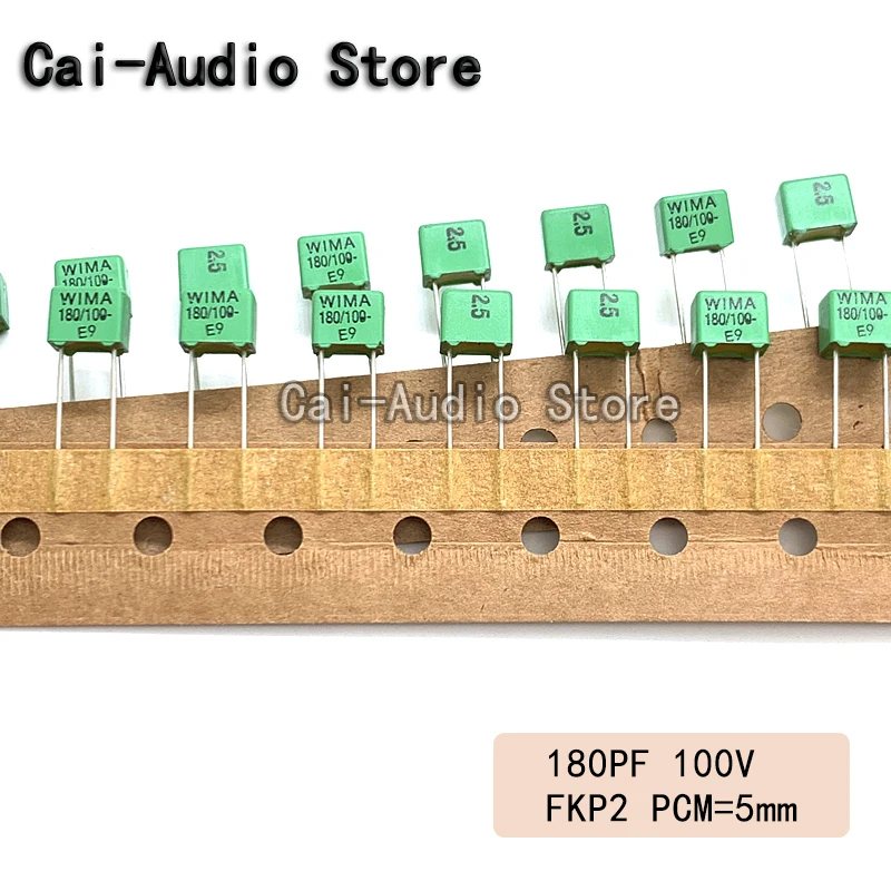 5PCS/10PCS/20PCS/Lot Brand NEW WIMA FKP2 100V 180PF 100V 181 0.00018UF Film Capacitor 100v180pf 100v181 Pitch 5mm 2.5%