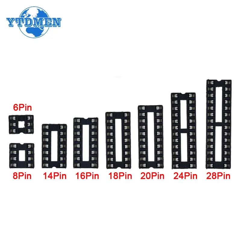 10PCS IC Seat 6P/8P/14P/16P/18P/20P/24P/28P DIP IC Sockets Adaptor Solder Type Narrow Body DIP Sockets Kit