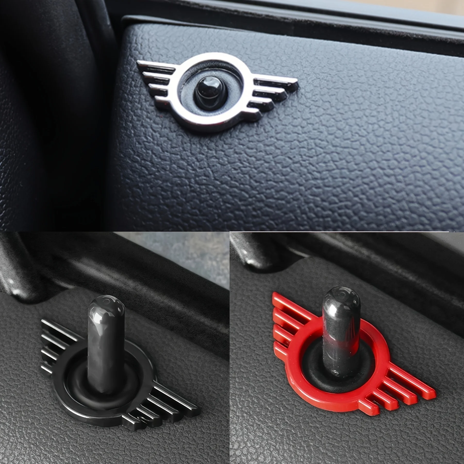 2Pcs 3D Metal Door Lock Pin Cover Wing Emblem Badge Decal For Mini Cooper F55 F56 F57 F60 R55 R56 R57 R58 R59 R60 Countryman One