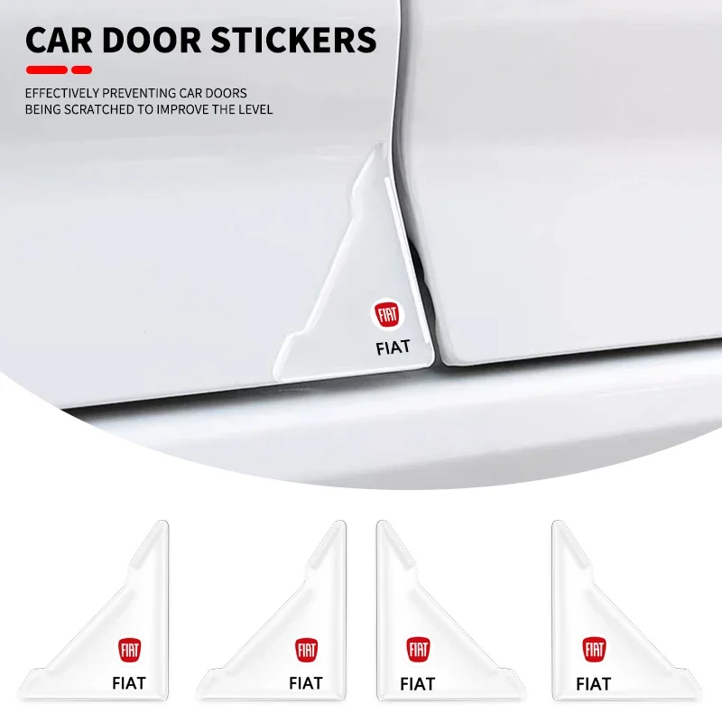 2Pcs Car Door Corner Protector Stickers Decoration For FIAT Abarth 500 Panda Bravo Punto Tipo Linea Ducato Freemont Accessories