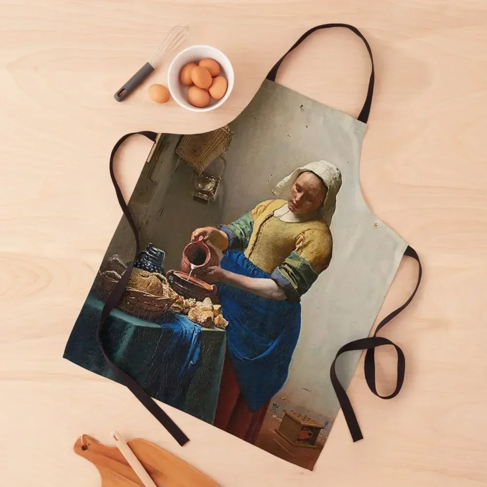 

The Milkmaid, Johannes Vermeer Apron Trim Cloth Custom Cute Kitchen Apron