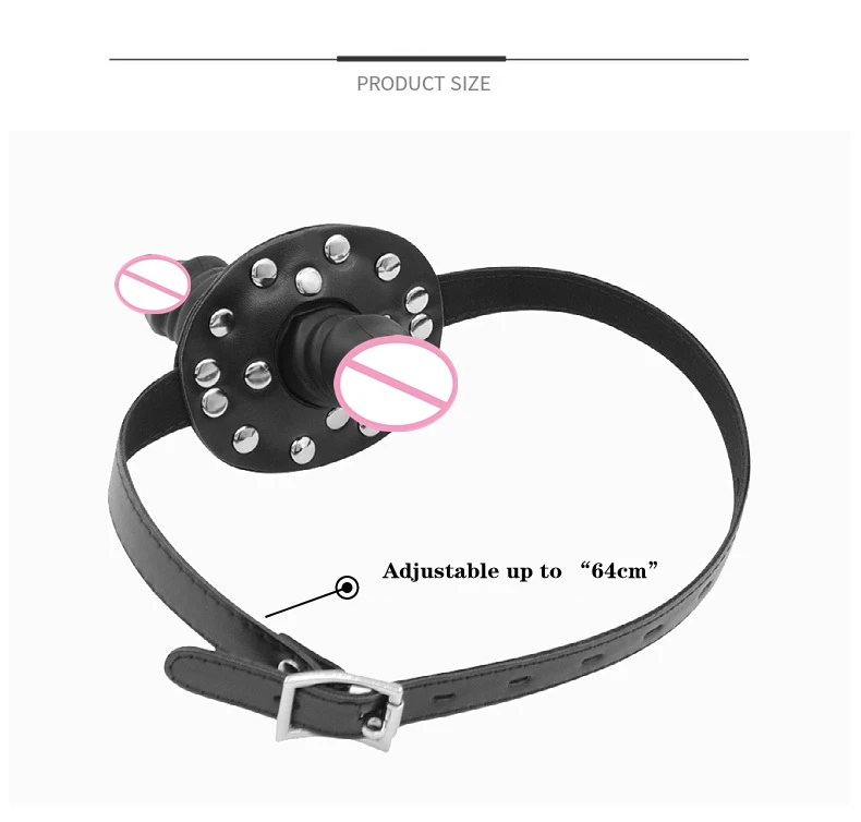 Mouth Plug Bondage Head Strapon Open Mouth Gag Slave Restraint Realistic Penis Double-Ended Dildo Gag Adult Game Love Toys 18+