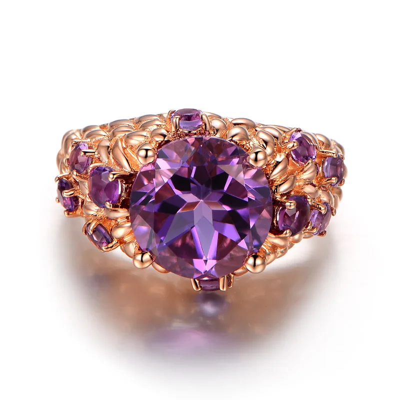 S925 Sterling Silver Women Ring New Design Oval Amethyst Ring Inlaid Vivid Colorful Gemstones Durable High Quality Fine Jewelry 