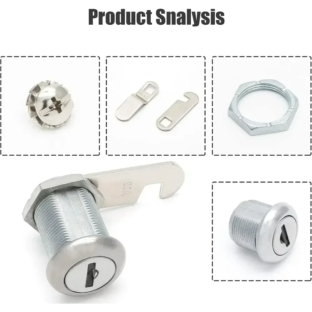 2 Pack Cabinet Cam Lock with 7/8 Inch Cylinder, Offset & Hook Cam Thumb Locks, Tool Box Lock Replacement RV Locks for Storage Do - view 3