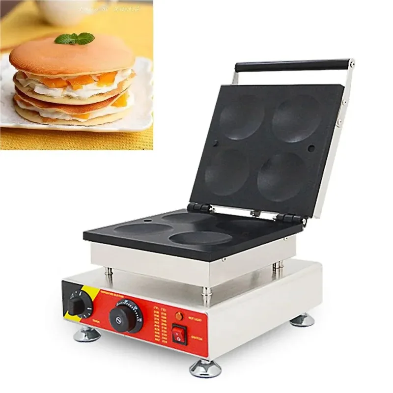 New Design Ice Cream Dorayaki Pancake Machine 4 Holes Dutch Poffertjes Grill Nonstick Dutch Pancake Maker