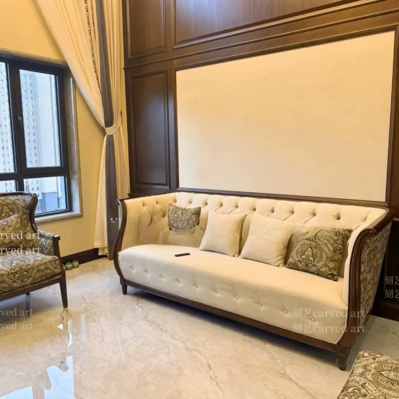 

Solid wood sofa, American country retro printing corner entrance, sofa