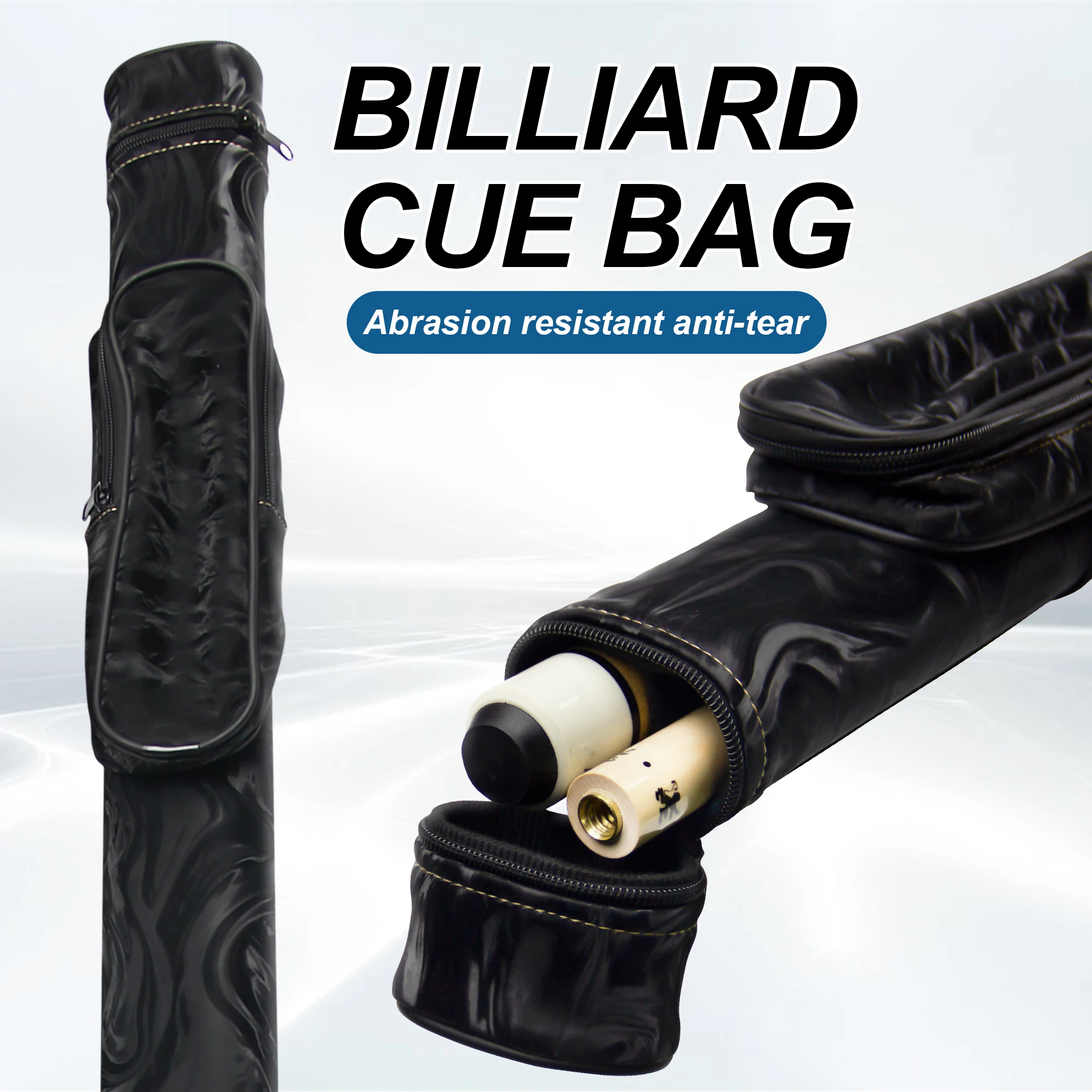 Professional Billiard Cue Backpack Case - Holds 2 Split Cues & Accessories 32inch Tube Snooker/3 Cushion Pool Stick Carry Bag
