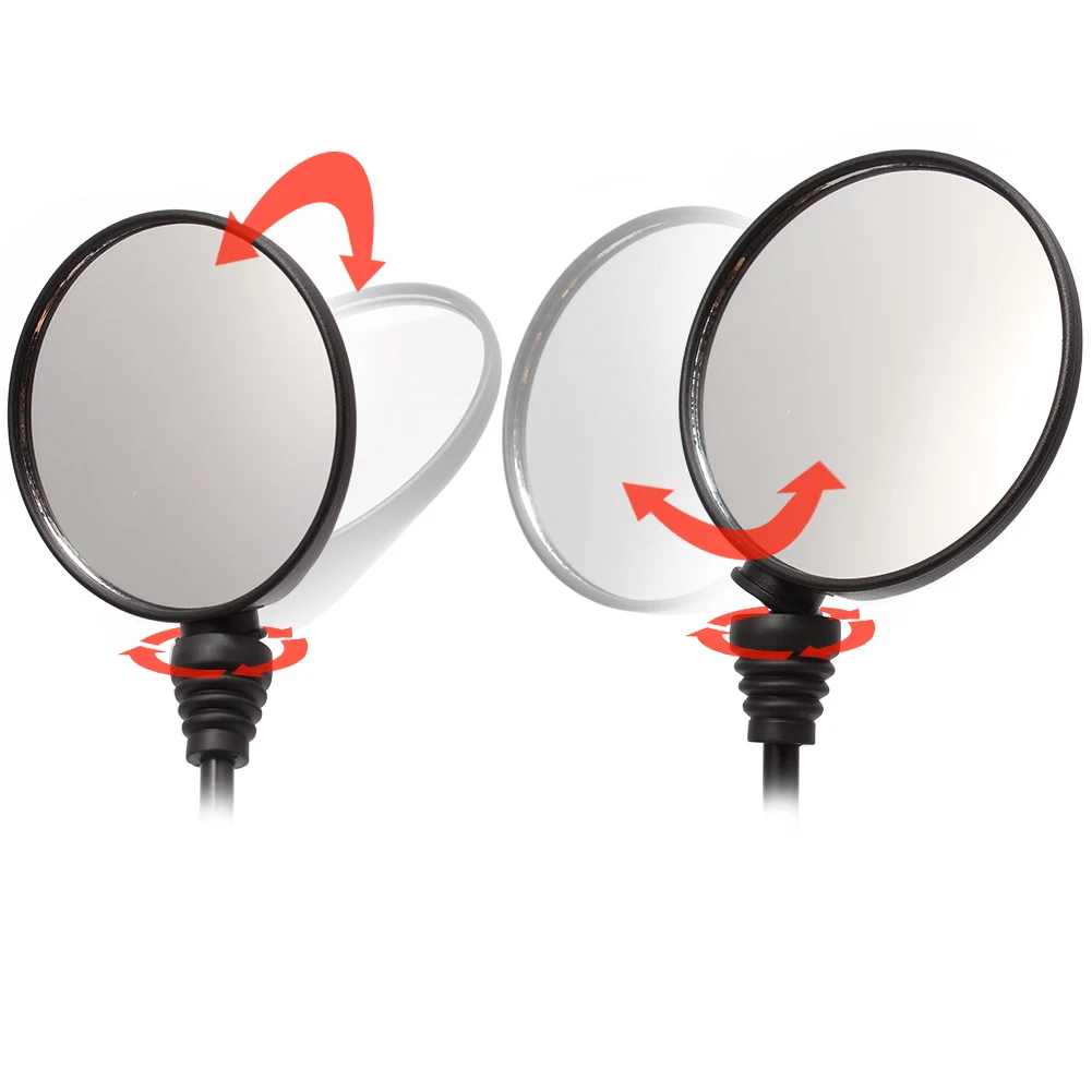 Motorcycle Black Universal 10mm Side Mirror Rearview Mirror Anti-fall Folding Round Mirror