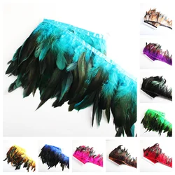 2 Yards Rooster Feather Trimming 10-18cm Strung Chicken Feathers Trims Dress Skirt Costume Carnival Decoration