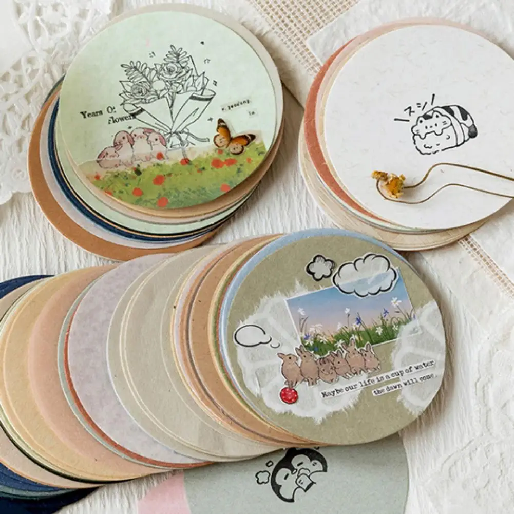 멀티 텍스처 특수 종이 라운드 소재 종이 저널 문구, 빈티지 장식 DIY 수제 공예 종이