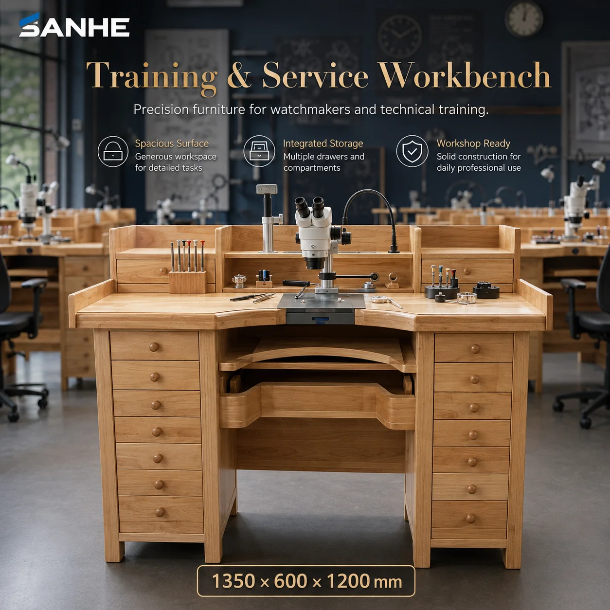 Premium Quality Solid Wood Workbench Gold Smith Jewelry Workstation-Machinery & Industrial Equipment