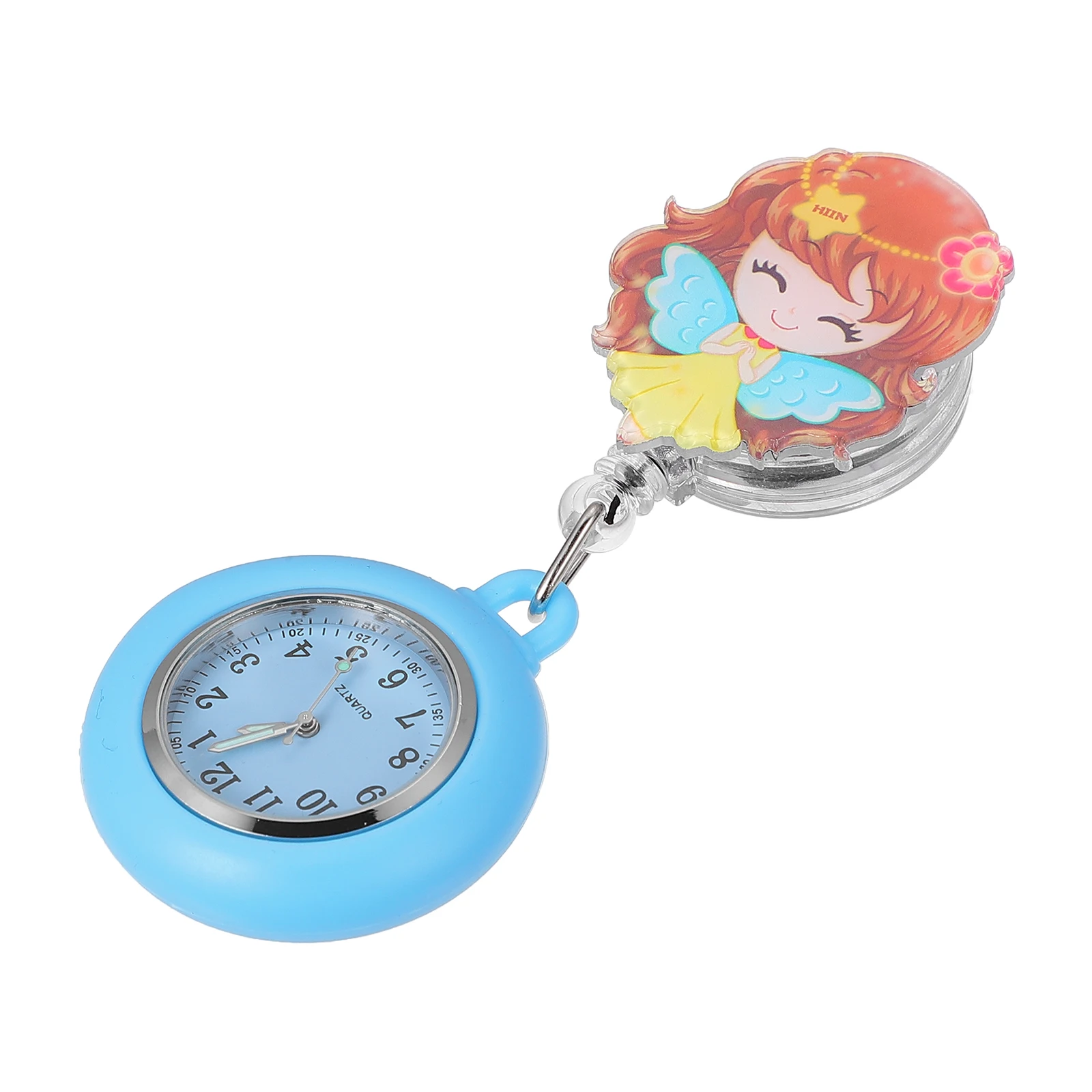 

Nurse Pocket Watch Clip on Alloy Quartz Watches Women Fashion Nurse Fob Watch Retractable Safe Durable Practical Flower Theme