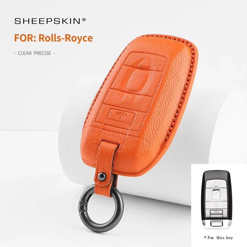 

Sheepskin Car Key Cover Case protective shell Accessories For Rolls-Royce Cullinan key cover Phantom Gusto Phantom Obsidian DAWN