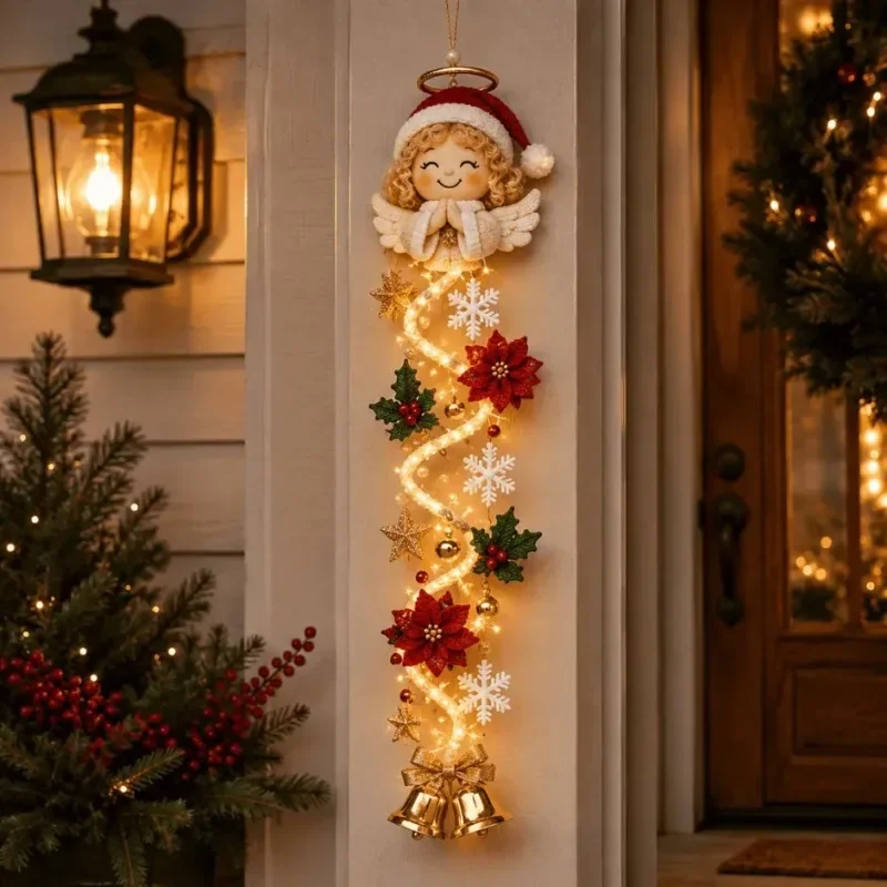 2026 Weihnachtsdekoration Party-Aufhänger Leuchtende Handgefertigte Gehäkelte Weihnachtsmann- und Christbaum-Ornamente Glocken-Ornament für Zuhause und Wanddekoration – Detail 6