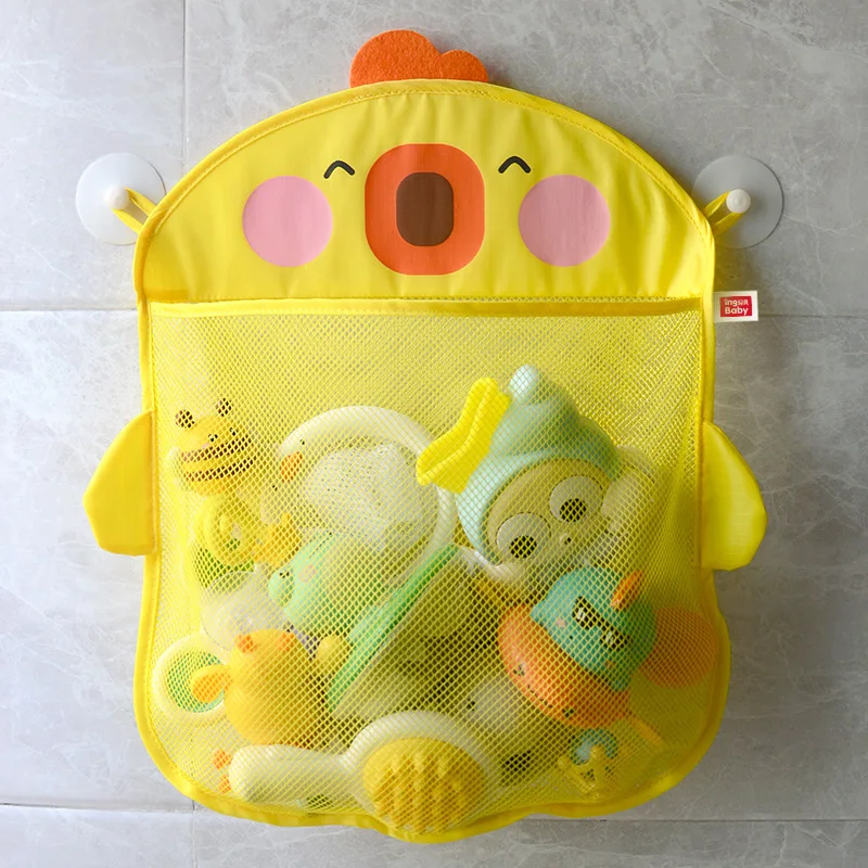 Children's toys cartoon Moe duck baby bath water play toys storage mesh bag bathroom with suction cups drying