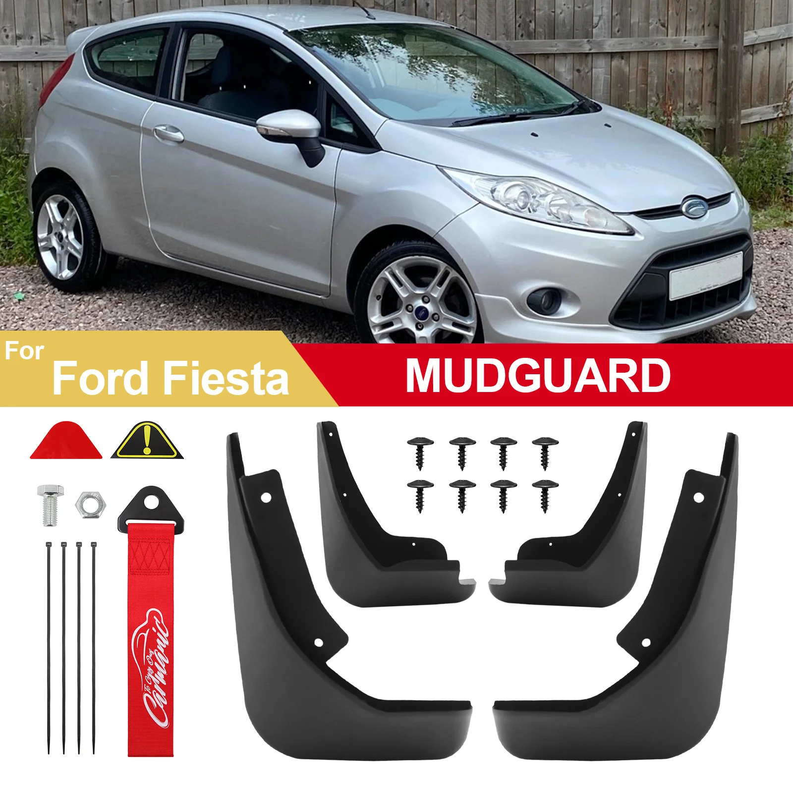 

Car Mud Flaps For Ford Fiesta Mk7 2009-2017 Mudguards With Tow Strap Fender Mudflap Front Rear Splash Guard Auto JDM