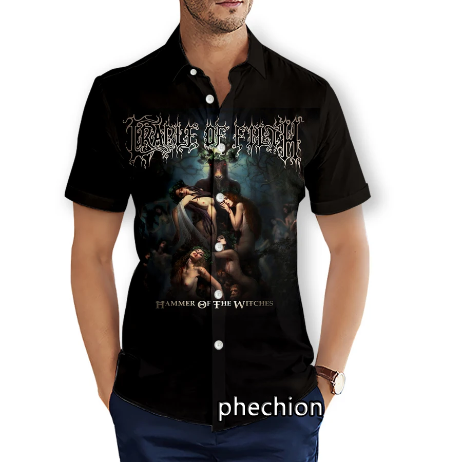 phechion Mens Short Sleeve Beach Shirts Cradle of Filth 3D Print Casual Shirts Fashion Streetwear Men Tops X218