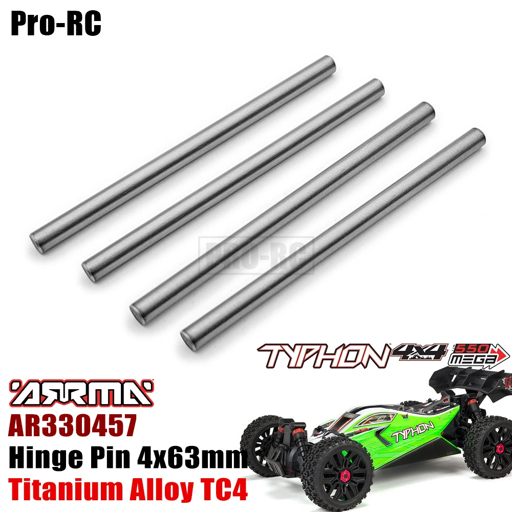 4Pcs 4x63mm Hinge Pin AR330457 Titanium TC4 For Arrma 1/8 TYPHON 4WD \ V3 MEGA 550 BRUSHED BUGGY Rc Parts