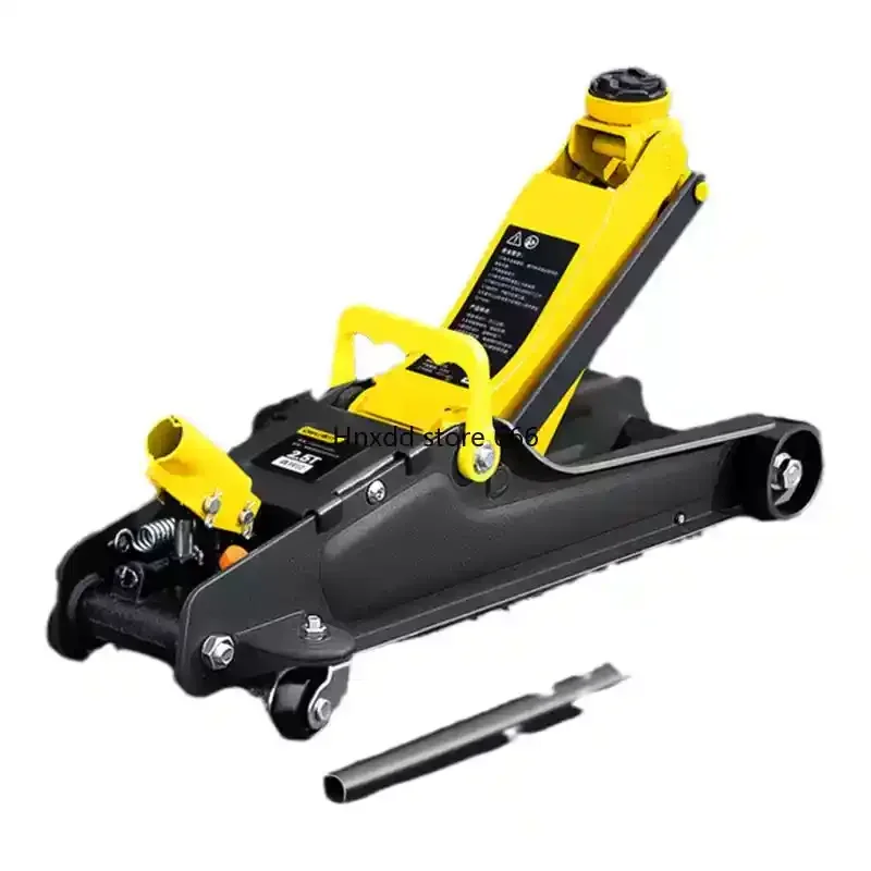 Hydraulic on-board tire changing tool for horizontal jack car