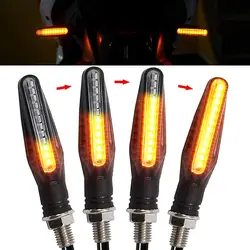 2/1PCS LED Motorcycle Turn Signals Light 12 SMD Tail Flasher Flowing Water Blinker IP68 Bendable Motorcycle Flashing Lights