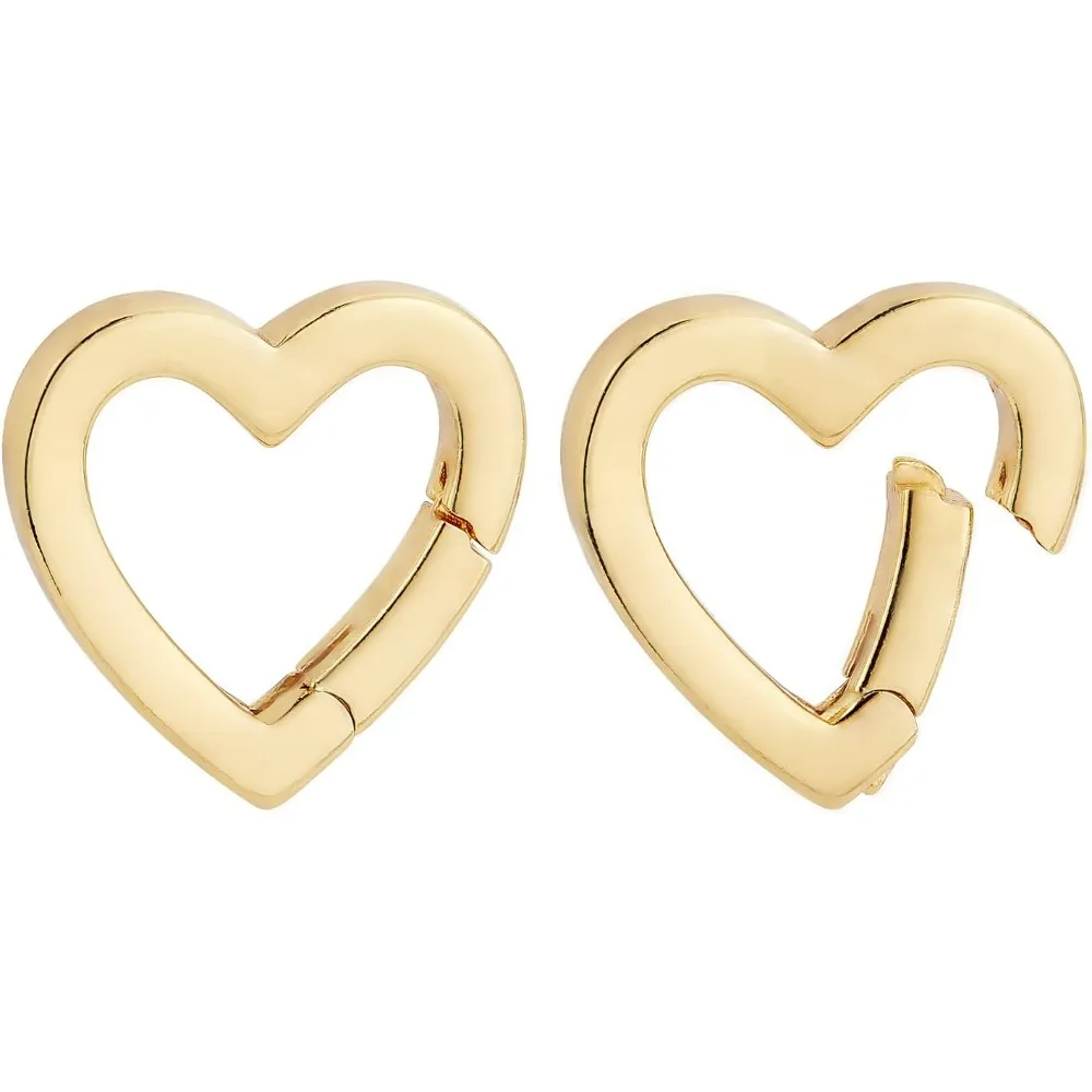 10pcs Brass Spring Rings 18K Gold Plated Heart Carabiner Clip Snap Key Ring Buckle Fastener Rings Buckles DIY Accessory