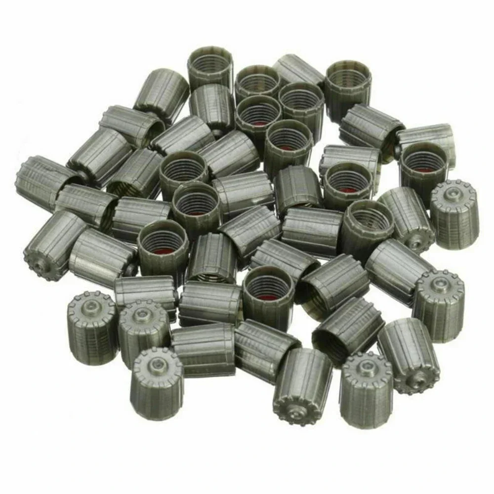 Front Rear Left Valve Stem Cap TPMS Tire Cover Gray Parts Plastic Replacement Tyre Vehicle 100 Pcs Accessories