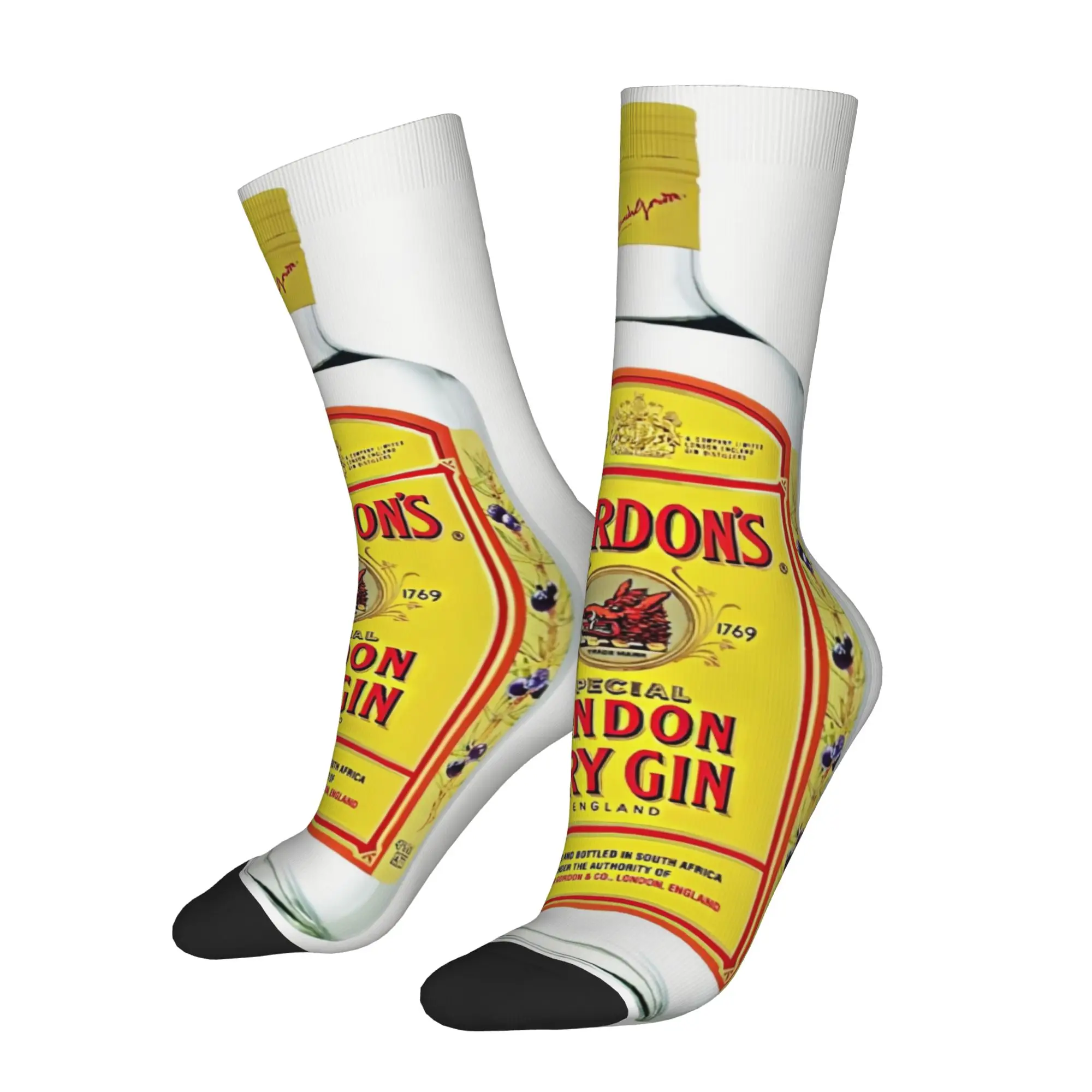 Calcetines divertidos gGordon gGordon's Special London Dry Gin Bottle, calcetines vintage con estampado de patrón sin costuras para hombre, calcetines informales para hombre