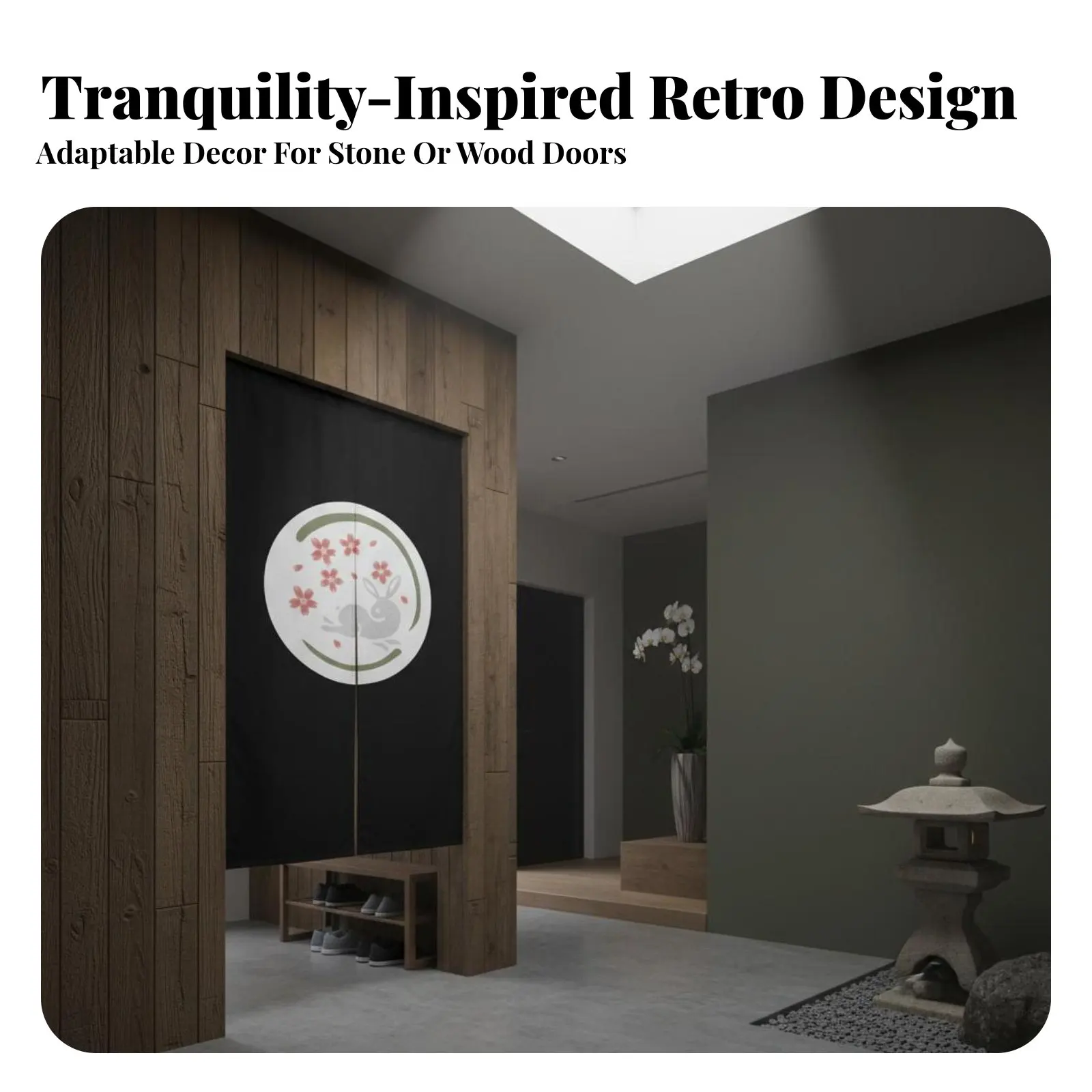 Cortina Noren de diseño sereno, panel dividido, teñida con plantas, hecha a mano, para amantes del diseño de interiores, propietarios de casas, entradas y pasillos.