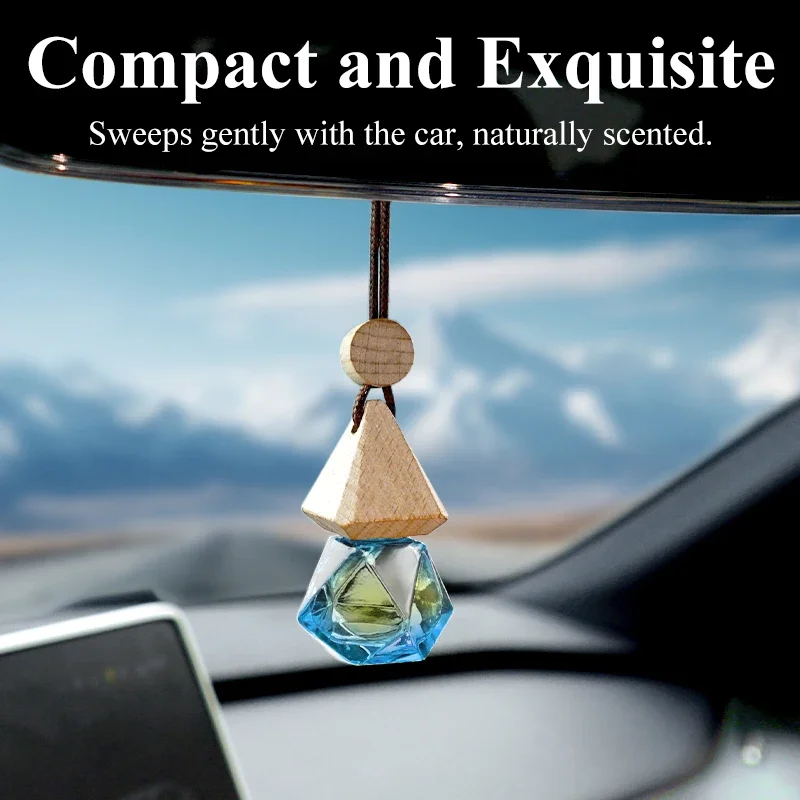 Car Perfume Pendant Multiple Colour Essential Oils Auto Car Fragrance Bottle Hanging Glass Bottle Car Interior Accessories