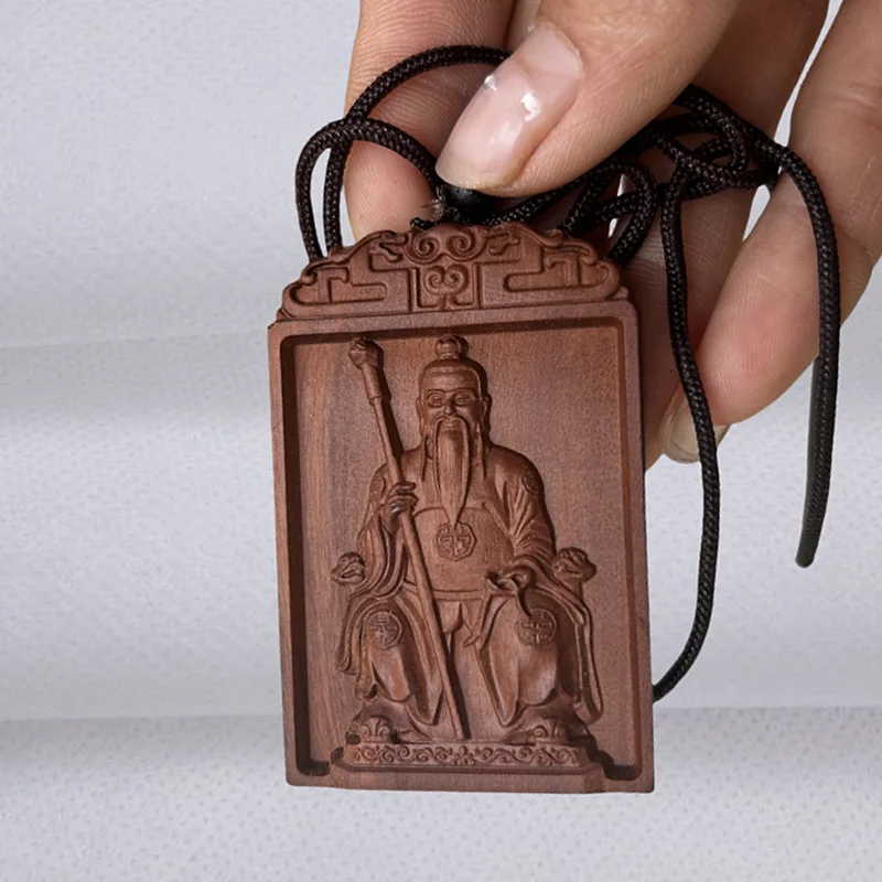 Lei Zao Mu, Yue Lao Pendant, Exquisite Carving, Auspicious Feng Shui Supplies