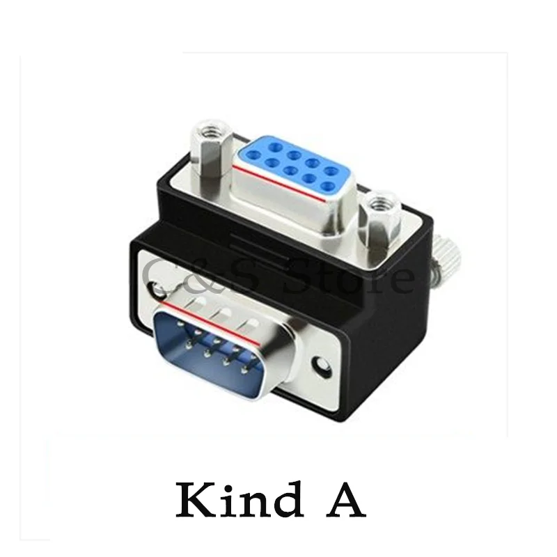 DB9 Adapters 90 Degree Bend Male / Female to Male / Female 9 Pin Connectors L-type Serial Port RS232 COM D-Sub 9 Converters