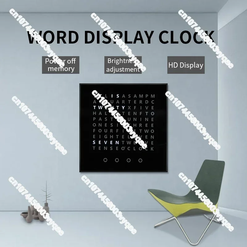 CP0403 Large Unique Home Decor Clock Says Time Light Up LED Digital Electronic Word Clock