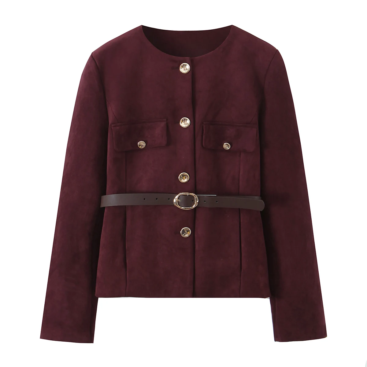 Chaqueta de mujer abrigo con cinturón Otoño Invierno mujer manga larga Casual de un solo pecho elegante chaqueta de oficina prendas de vestir exteriores para mujer