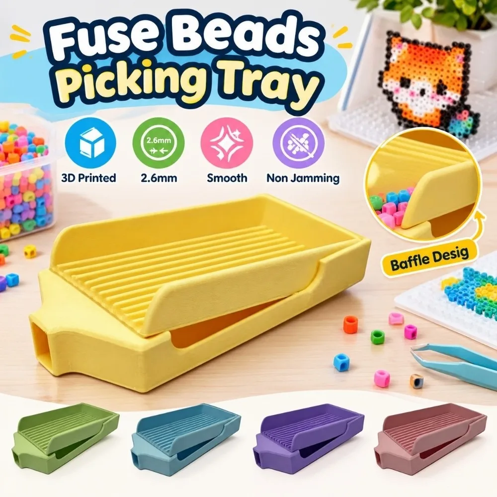 Efficient 3D Printed Fuse Beads Picking Tray 2.6mm Smooth Bean Shovel Baffle Design with Funnel Collage Beans Shovel Handmade