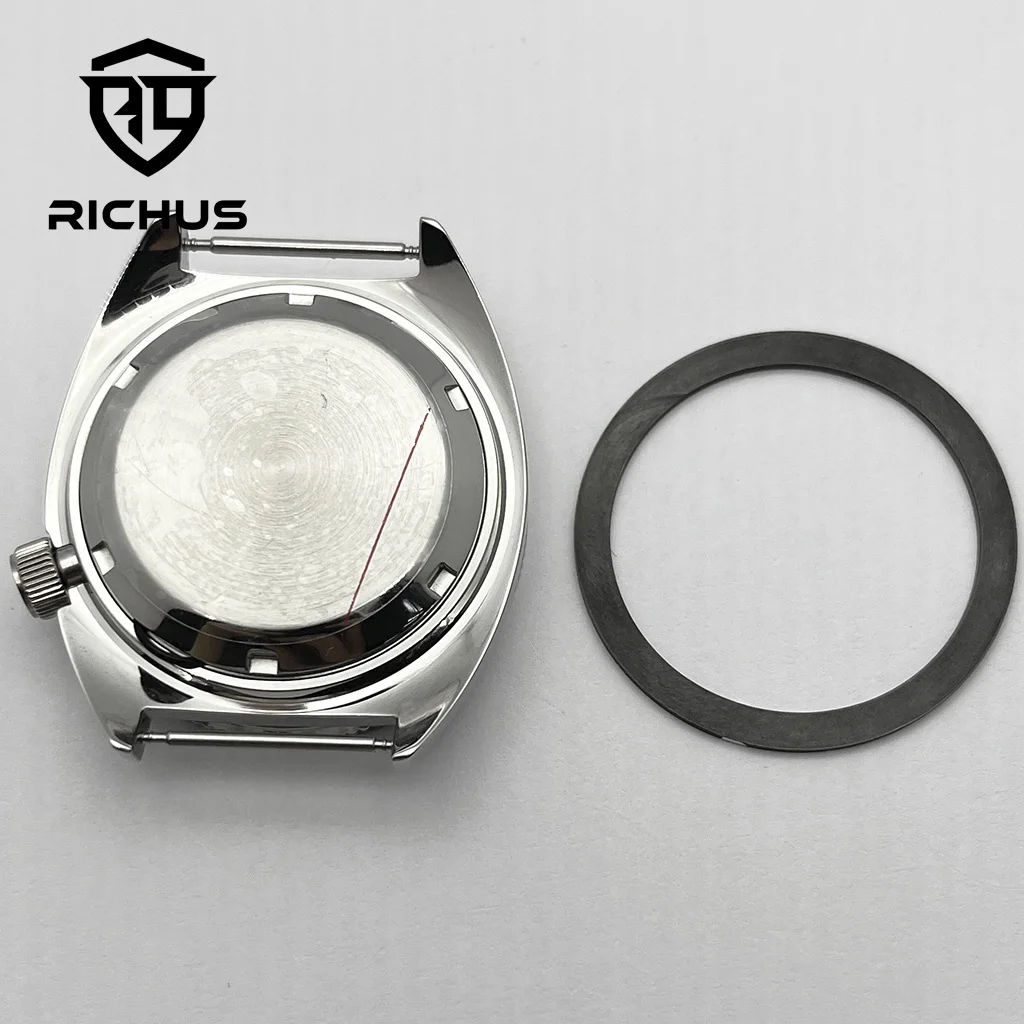 Корпус для часов RICHUS NH35 40 мм Серебряный корпус для часов Сапфировое стекло Корпус с короной на 4 часа с безелем Подходит для механизма NH34 NH35 NH36