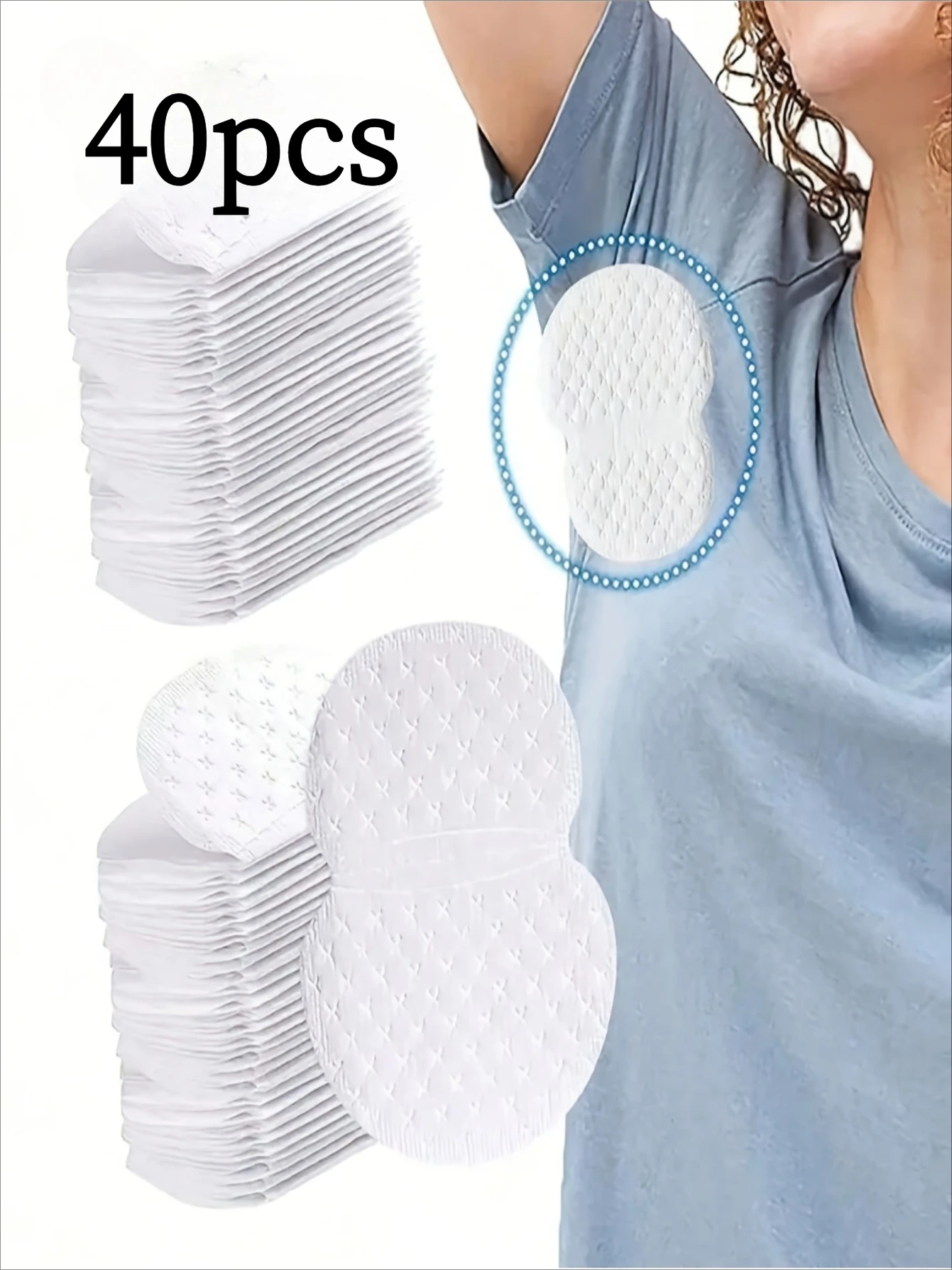 

40-piece underarm moisture-absorbing pads: disposable, highly breathable, invisible, lightweight, moisture-absorbing.Comfortable