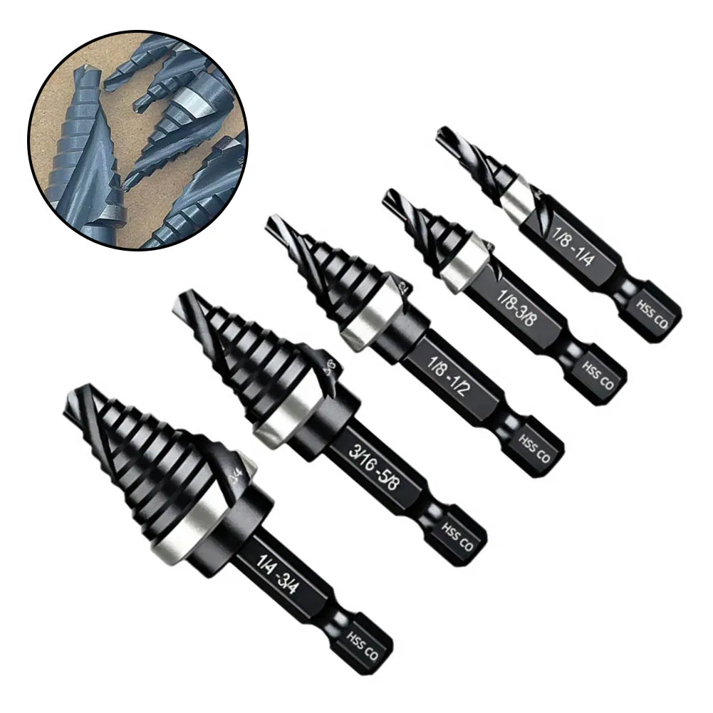 

5pcs/set Step Drill Bit Kit M 35 1/4 Inch High-Speed ​​Steel Drill Bit Set For Wood Plastic Metal Drilling Tools Accessories