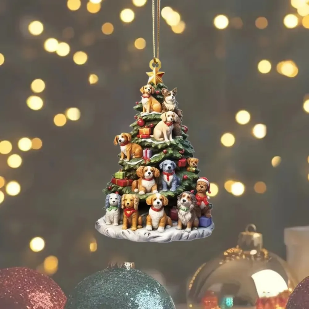 Acrylic Flat Christmas Character Pendant Durable Material Multifunction Christmas Tree Decoration Christmas Santa Pendant Gift