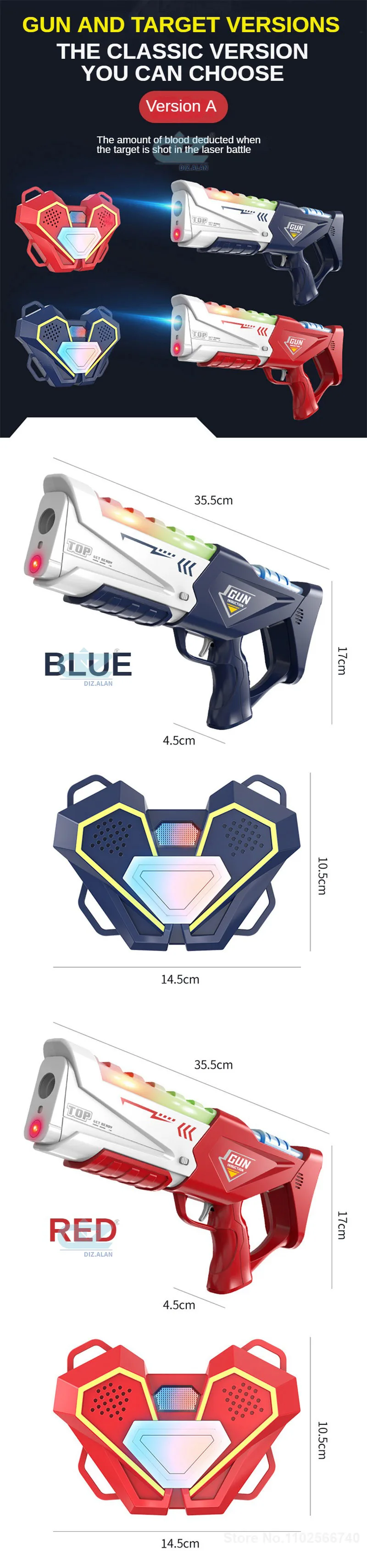 35CM Infrarot-Laserpistole für Kinder, Laser-Tag-Kampfspiel-Set mit Weste, Elektrisches Kinderspielzeug, Pistole und Gewehr für Outdoor-Sport – Detail 5