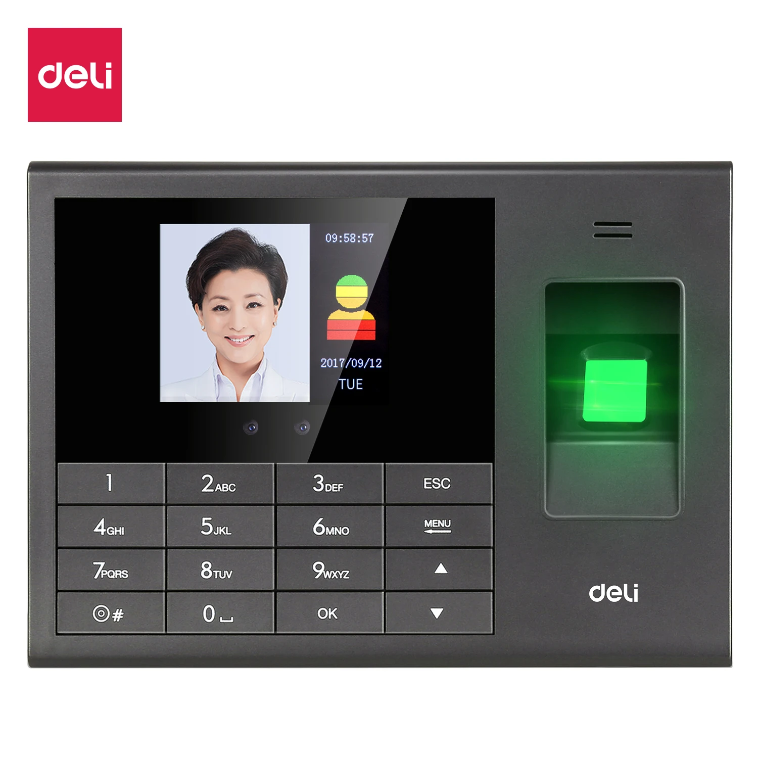 Deli E3765  fingerprint attendance machine employee commuting and clocking in and out all-in-one machine password fingerprint