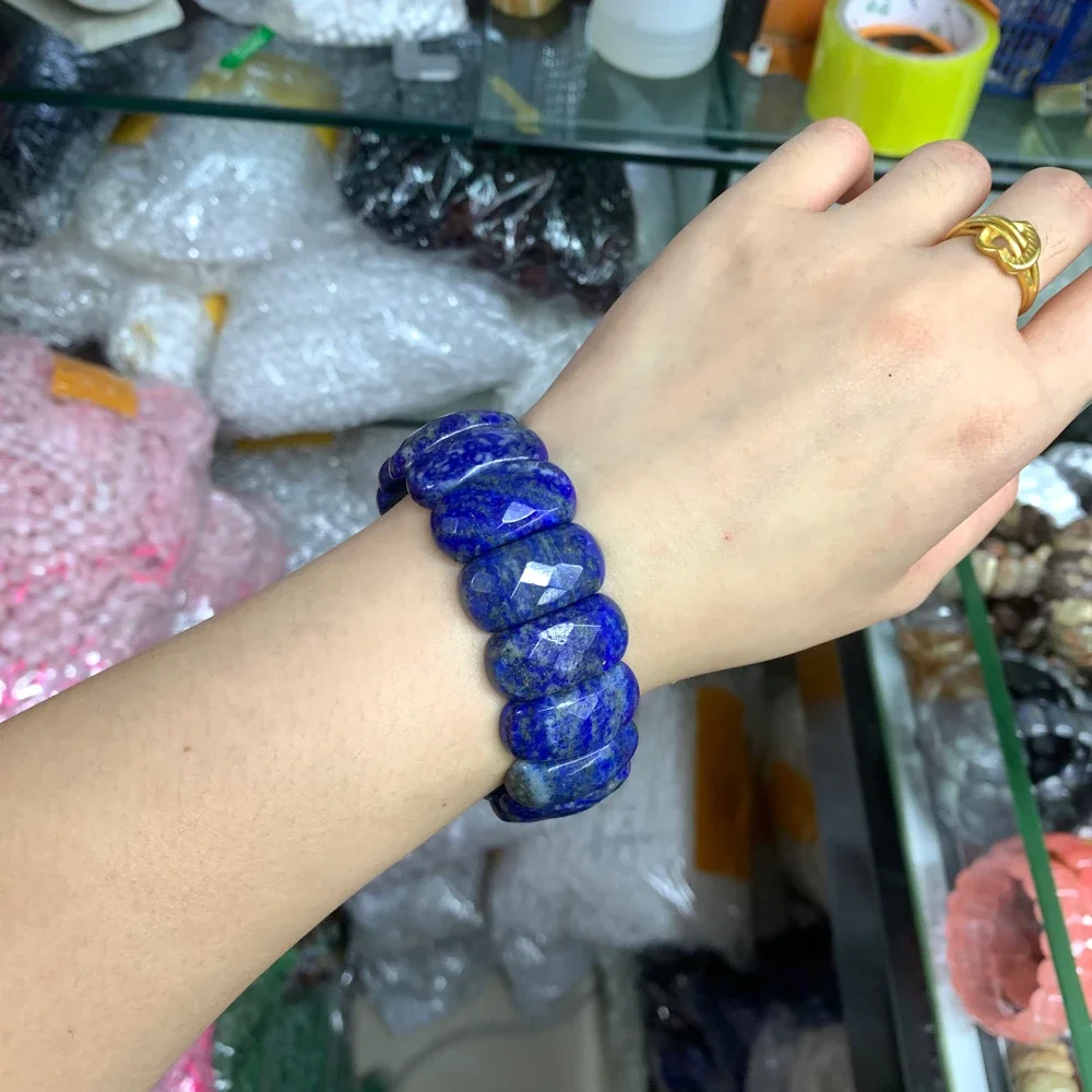 2023 New Natural Lapis Lazuli Stone Christmas Gift Bracelet Natural Gemstone Jewelry Bangle for Woman for Man Wholesale !